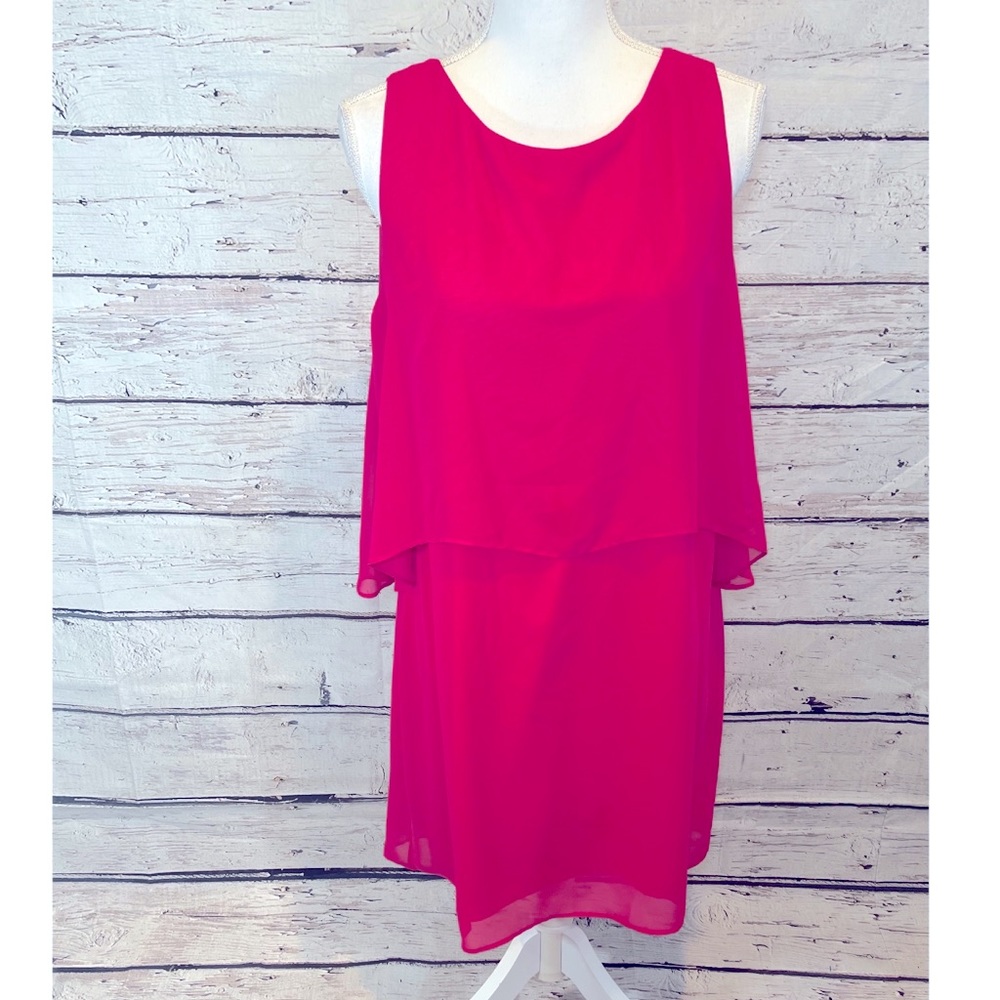 VINCE CAMUTO Hot Pink Layered Chiffon Dress